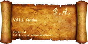 Váli Ádám névjegykártya